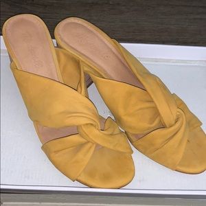 Yellow block heel sandals